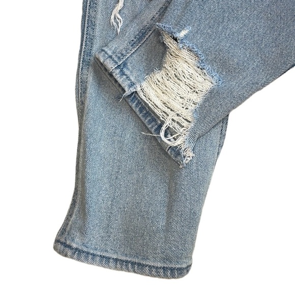 HOLLISTER DISTRESSED BLUE DENIM STRAIGHT LEG JEANS, 0S - Picture 5 of 6